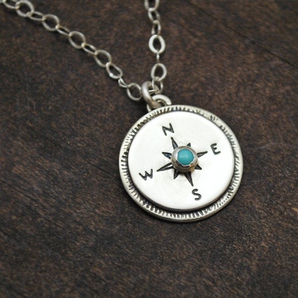 Turquoise Compass Pendant Necklace