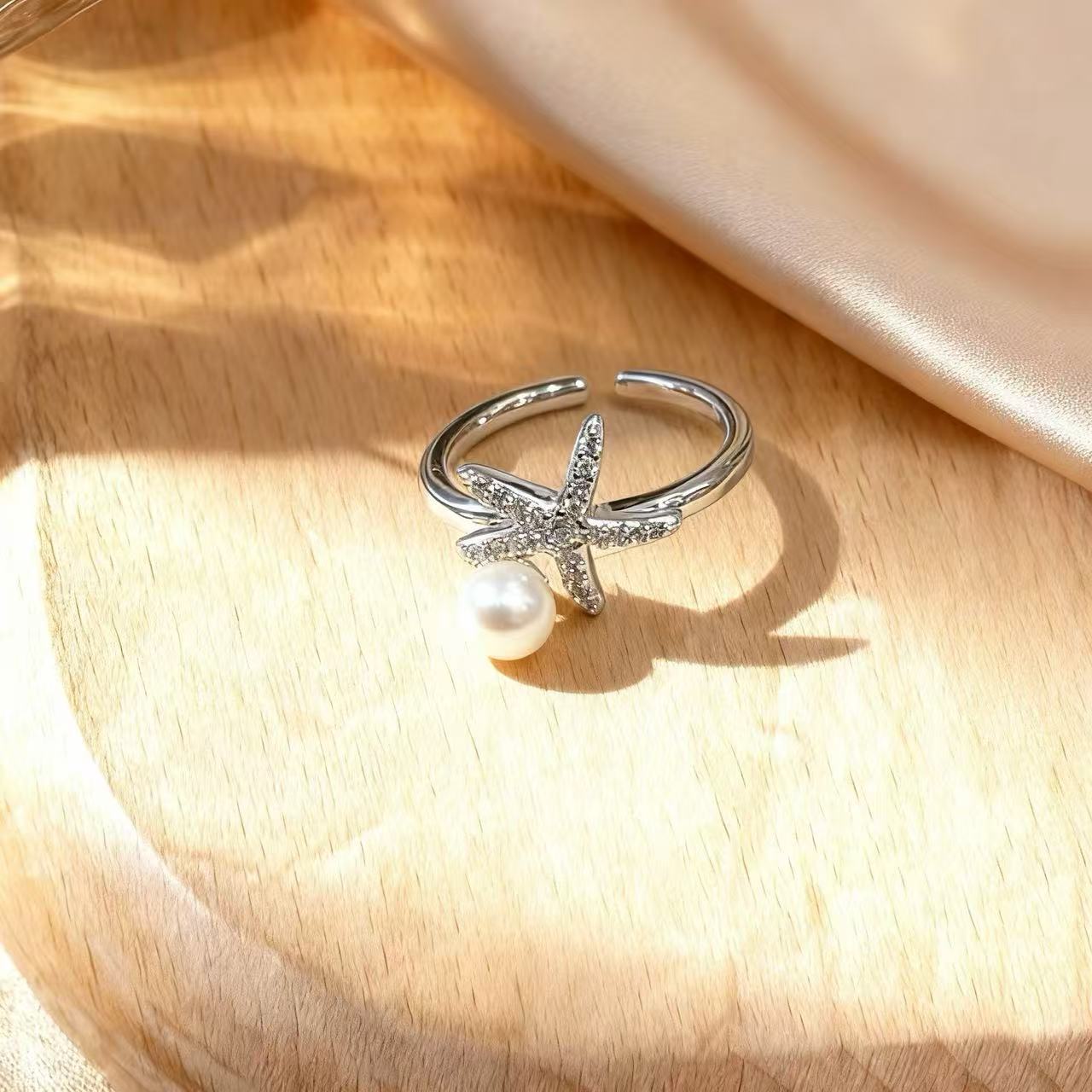 Adjustable Pearl Ring