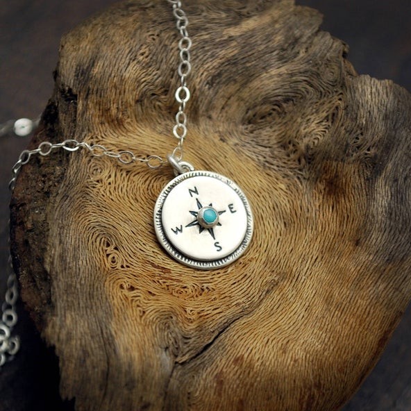 Turquoise Compass Pendant Necklace