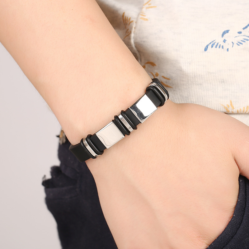 Leather & Steel Cuff Bracelet