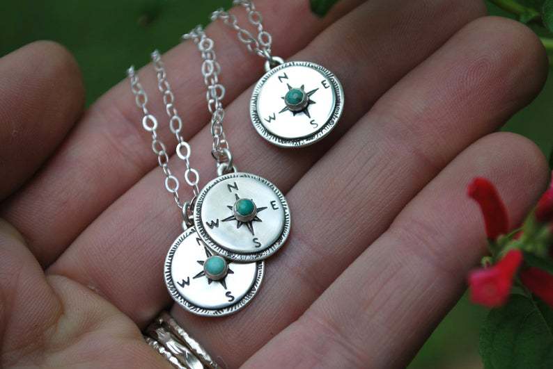 Turquoise Compass Pendant Necklace