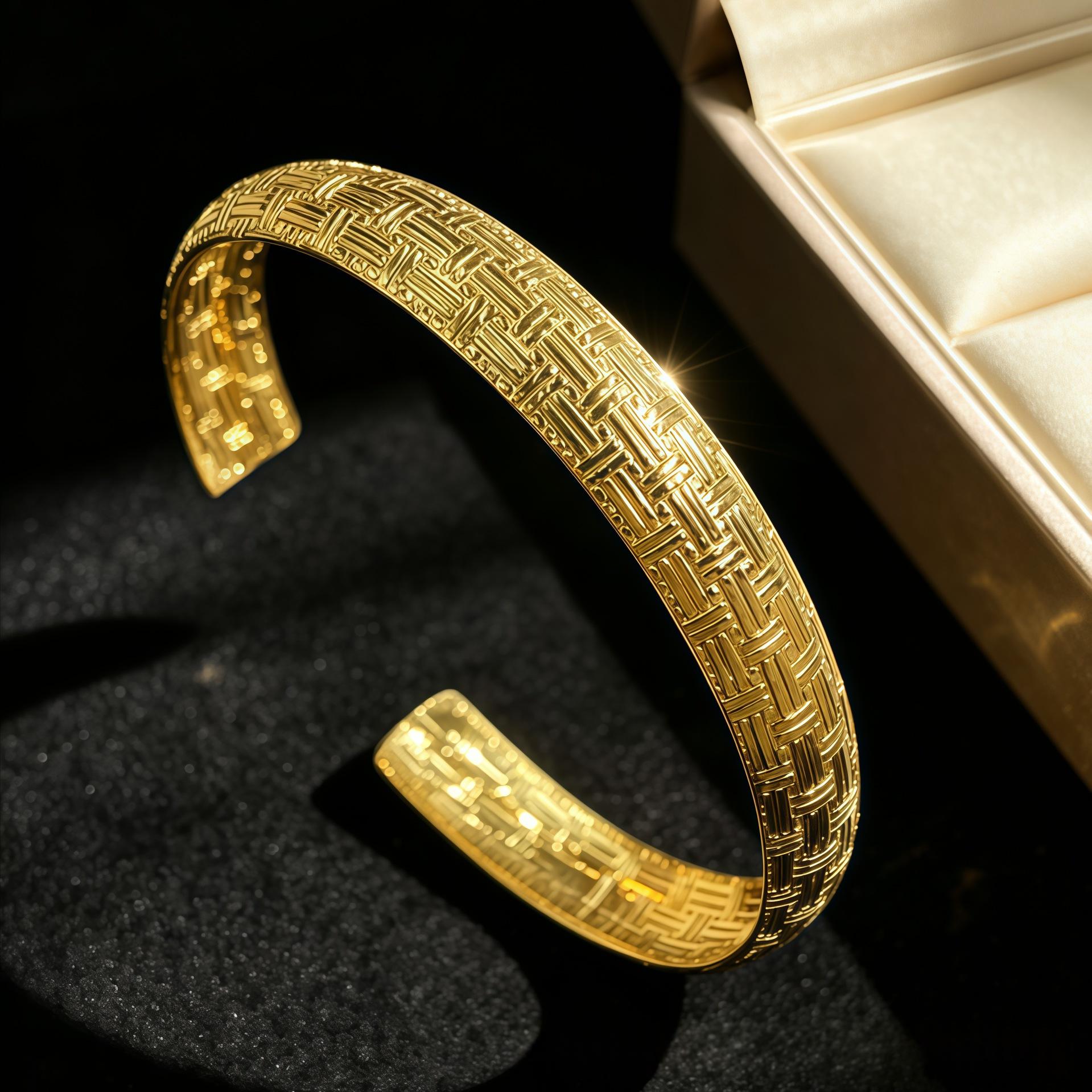 Textured Gold Cuff Bracelet
