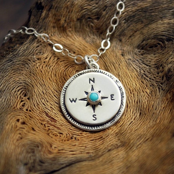 Turquoise Compass Pendant Necklace
